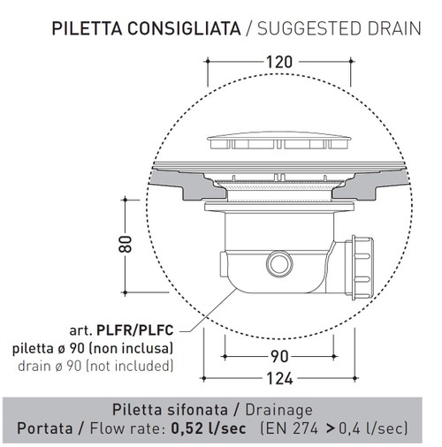 Immagine di Flaminia WATER DROP piatto doccia rettangolare L.140 P.80 cm, da appoggio o incasso filo pavimento, colore carbone finitura opaco DR140CAR
