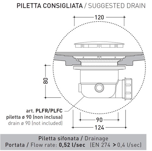 Immagine di Flaminia WATER DROP piatto doccia rettangolare L.160 P.80 cm, da appoggio o incasso filo pavimento, colore bianco latte finitura opaco DR8016LAT