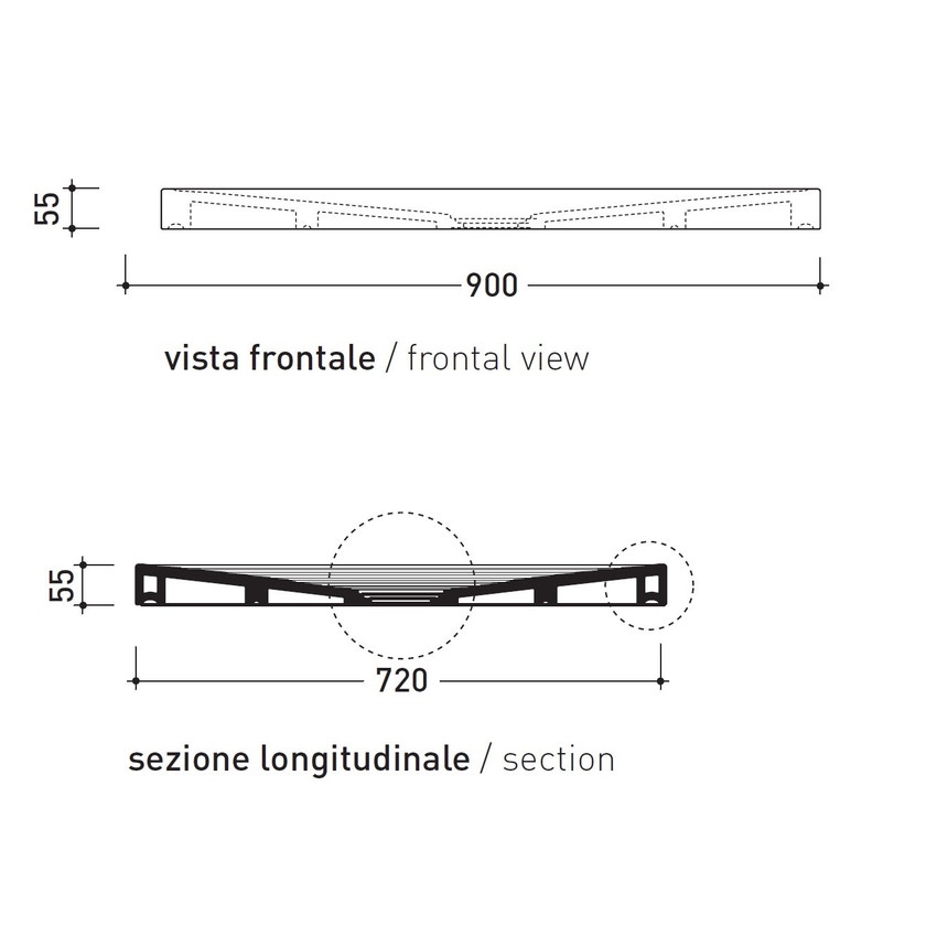 Immagine di Flaminia WATER DROP piatto doccia rettangolare L.90 P.72 cm, da appoggio o incasso filo pavimento, colore bianco finitura lucido DR90