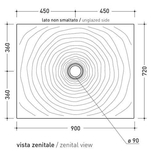 Immagine di Flaminia WATER DROP piatto doccia rettangolare L.90 P.72 cm, da appoggio o incasso filo pavimento, colore bianco finitura lucido DR90