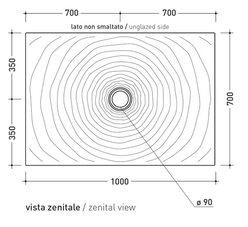 Immagine di Flaminia WATER DROP piatto doccia rettangolare L.100 P.70 cm, da appoggio o incasso filo pavimento, colore bianco finitura lucido DR100