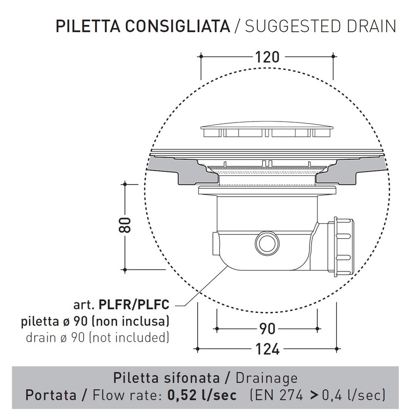 Immagine di Flaminia WATER DROP piatto doccia rettangolare L.100 P.70 cm, da appoggio o incasso filo pavimento, colore bianco finitura lucido DR100