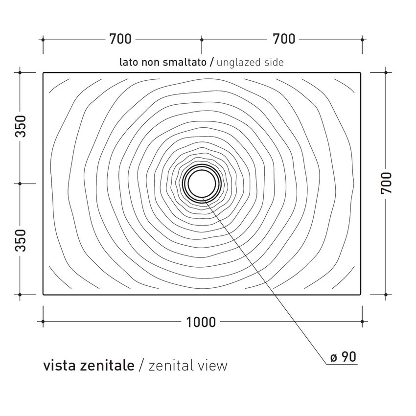 Immagine di Flaminia WATER DROP piatto doccia rettangolare L.100 P.70 cm, da appoggio o incasso filo pavimento, colore bianco latte finitura opaco DR100LAT