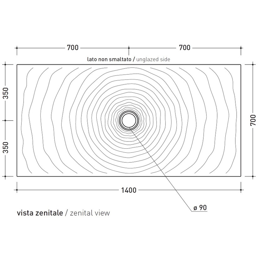 Immagine di Flaminia WATER DROP piatto doccia rettangolare L.140 P.70 cm, da appoggio o incasso filo pavimento, colore bianco finitura lucido DR70