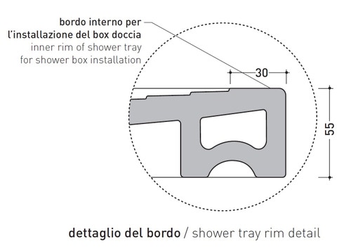 Immagine di Flaminia WATER DROP piatto doccia rettangolare L.160 P.70 cm, da appoggio o incasso filo pavimento, colore bianco finitura lucido DR7016
