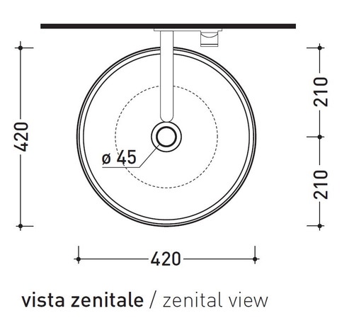Immagine di Flaminia SALTODACQUA lavabo 42 cm da appoggio, senza troppopieno, colore bianco finitura lucido SD42L