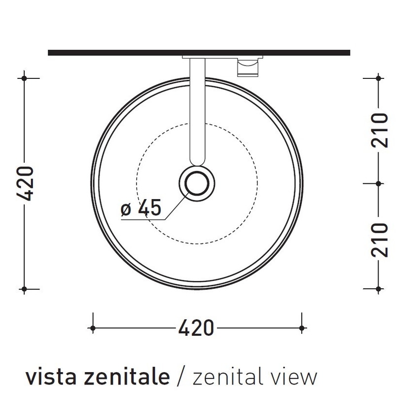 Immagine di Flaminia SALTODACQUA lavabo 42 cm da appoggio, senza troppopieno, colore bianco finitura lucido SD42L