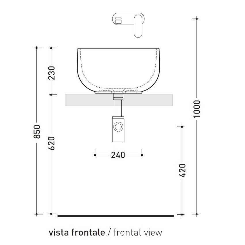Immagine di Flaminia SALTODACQUA lavabo 42 cm da appoggio, senza troppopieno, colore bianco finitura lucido SD42L