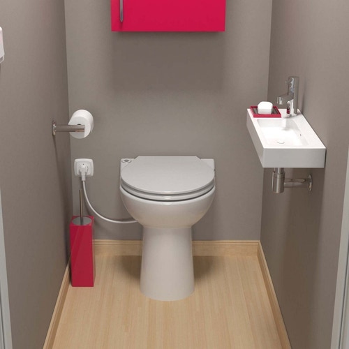 Immagine di SFA SANICOMPACT 43 SILENCE WC con trituratore integrato presenta anche un ingresso per lavabo CPT43LS
