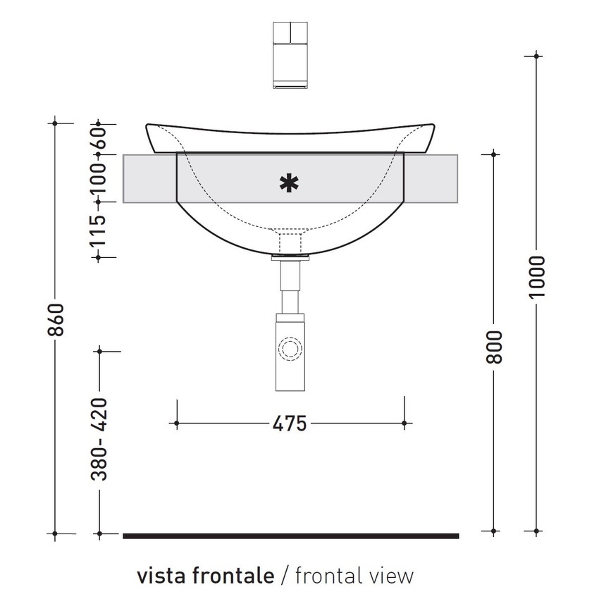 Immagine di Flaminia IO lavabo da incasso 60 cm, senza troppopieno, colore bianco finitura lucido IO4260