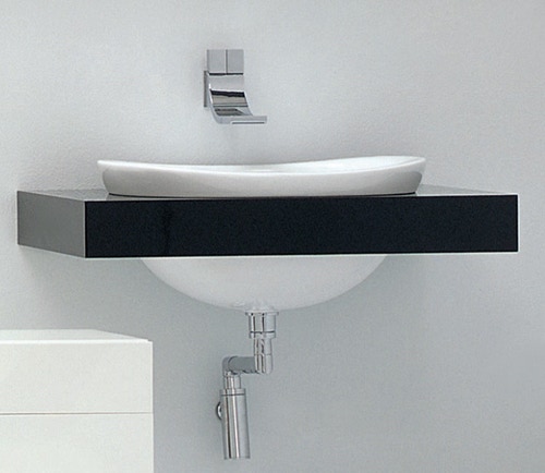 Immagine di Flaminia IO mensola L.80 P.55 con foro centrale per lavabo IO60 (art. IO4260), finitura rovere moro IO60M1RM