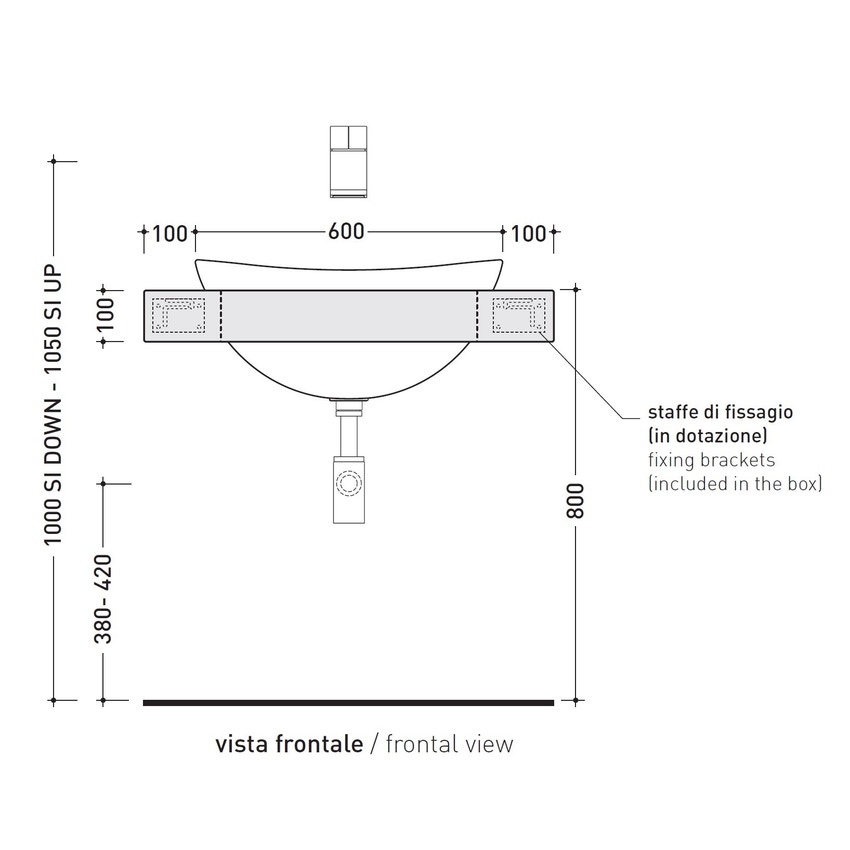 Immagine di Flaminia IO mensola L.80 P.55 con foro centrale per lavabo IO60 (art. IO4260), finitura rovere moro IO60M1RM