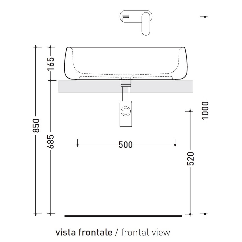 Immagine di Flaminia BONOLA 60 lavabo 62 cm da appoggio, senza troppopieno, colore bianco finitura lucido BN60A