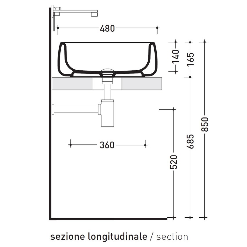 Immagine di Flaminia BONOLA 60 lavabo 62 cm da appoggio, senza troppopieno, colore bianco finitura lucido BN60A