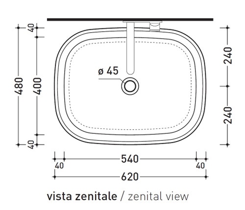 Immagine di Flaminia BONOLA 60 lavabo 62 cm da appoggio, senza troppopieno, colore bianco finitura lucido BN60A