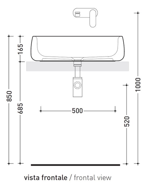 Immagine di Flaminia BONOLA 60 lavabo 62 cm da appoggio, senza troppopieno, colore bianco latte finitura opaco BN60ALAT