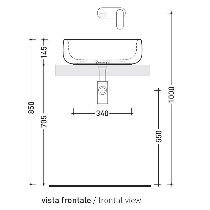 Immagine di Flaminia BONOLA 46 lavabo 46 cm, da appoggio su piano o su colonna, senza troppopieno, colore carbone finitura opaco BN46ACAR