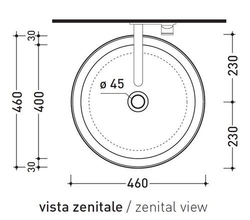 Immagine di Flaminia BONOLA 46 lavabo 46 cm, da appoggio su piano o su colonna, senza troppopieno, colore carbone finitura opaco BN46ACAR