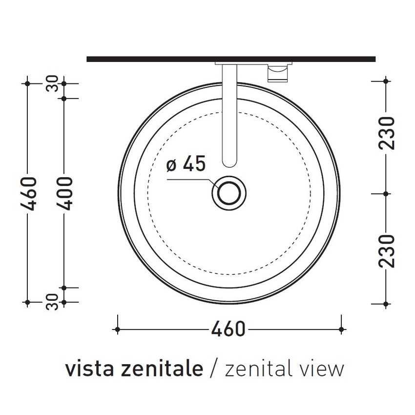 Immagine di Flaminia BONOLA 46 lavabo 46 cm, da appoggio su piano o su colonna, senza troppopieno, colore carbone finitura opaco BN46ACAR