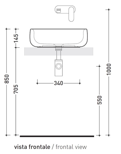 Immagine di Flaminia BONOLA 46 lavabo 46 cm, da appoggio su piano o su colonna, senza troppopieno, colore nuvola finitura opaco BN46ANUV