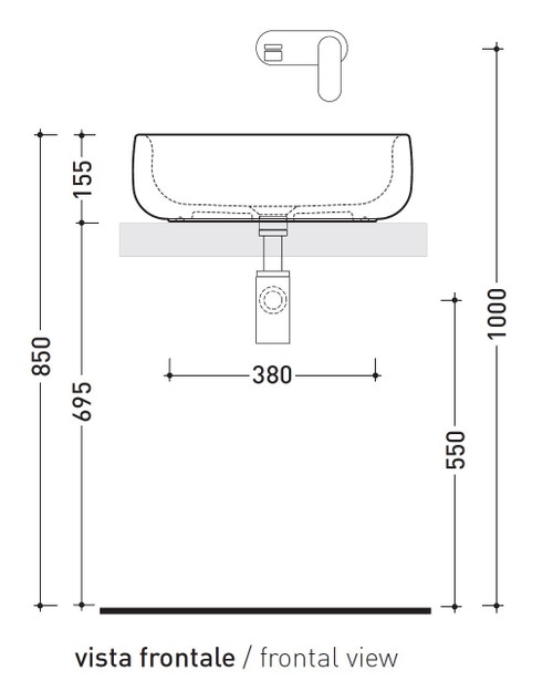 Immagine di Flaminia BONOLA 50 lavabo 50 cm, da appoggio su piano o su colonna, senza troppopieno, colore carbone finitura opaco BN50ACAR