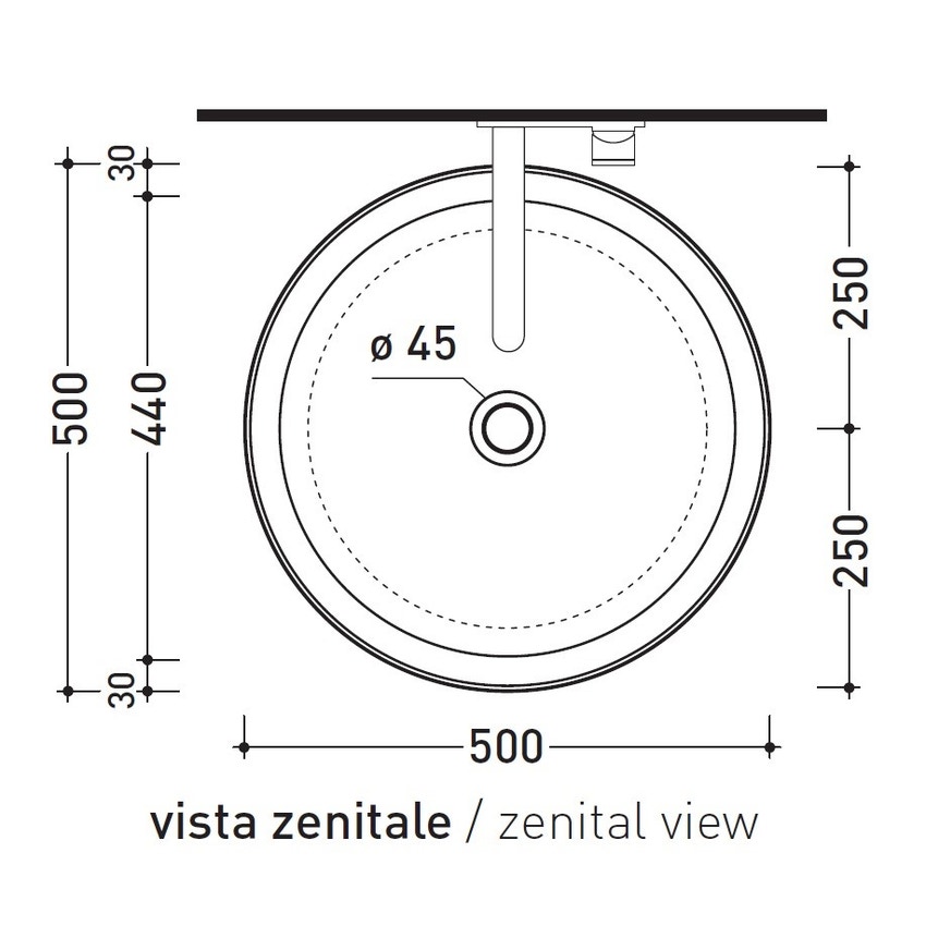 Immagine di Flaminia BONOLA 50 lavabo 50 cm, da appoggio su piano o su colonna, senza troppopieno, colore carbone finitura opaco BN50ACAR