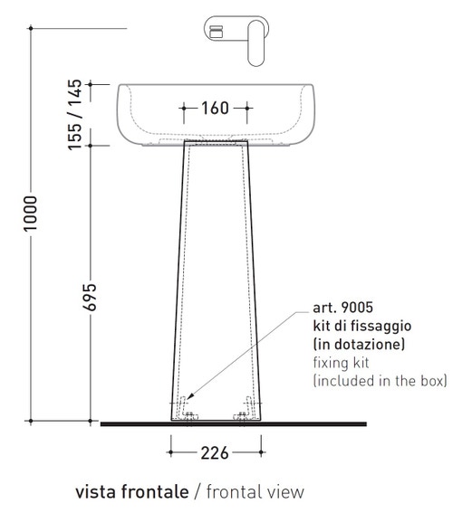 Immagine di Flaminia BONOLA colonna in ceramica per lavabi Bonola, colore carbone finitura opaco BN50CCAR