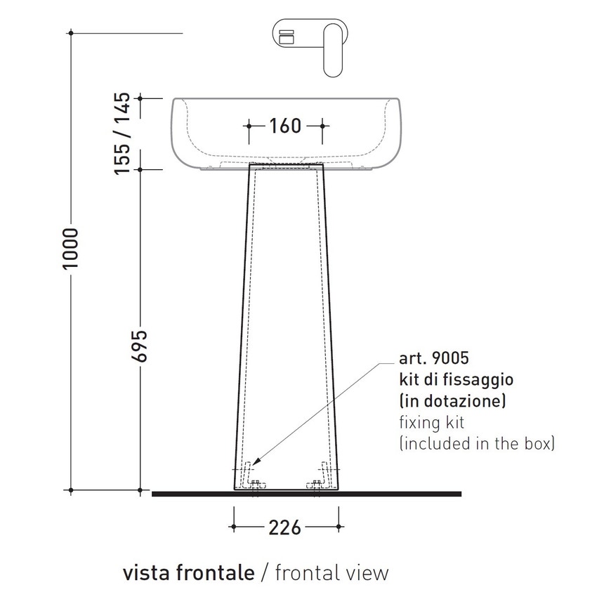 Immagine di Flaminia BONOLA colonna in ceramica per lavabi Bonola, colore carbone finitura opaco BN50CCAR