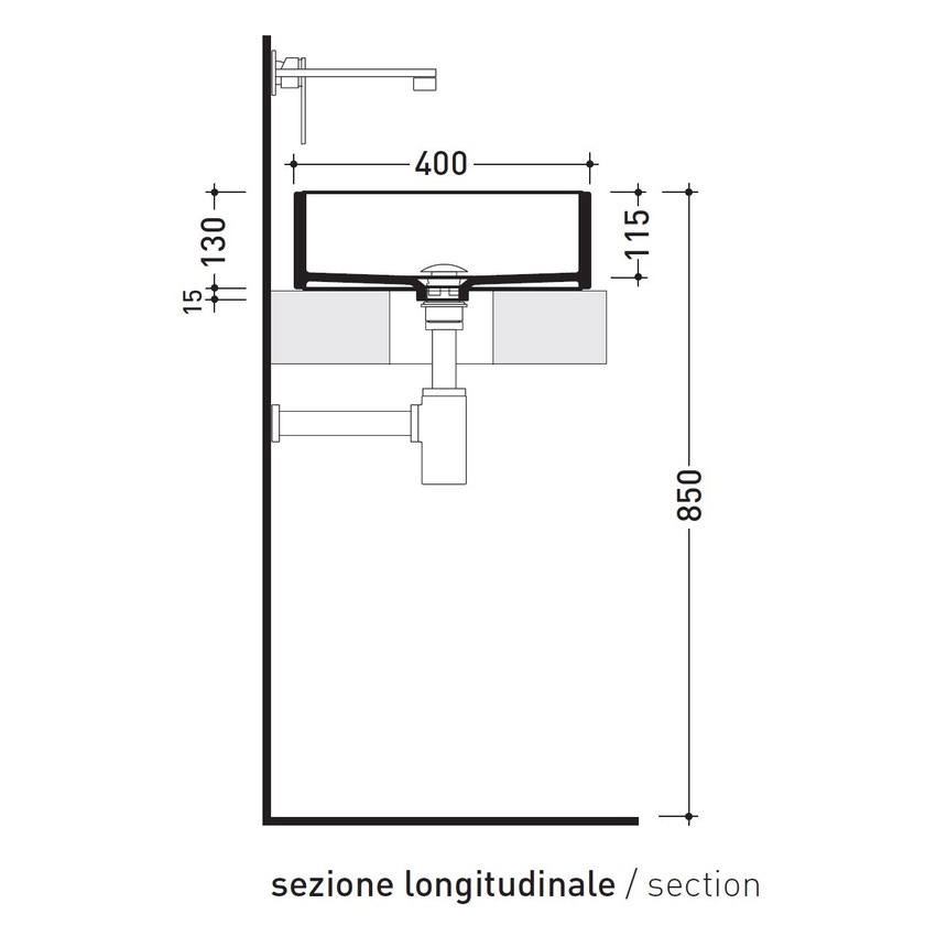 Immagine di Flaminia MINIWASH 40 lavabo 40 cm da appoggio o sospeso con staffa, senza troppopieno, colore bianco finitura lucido MWL40