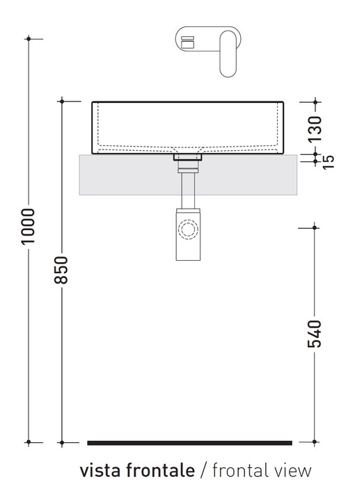 Immagine di Flaminia MINIWASH 48 lavabo 48 cm da appoggio o sospeso con staffa, senza troppopieno, colore bianco finitura lucido MWL48