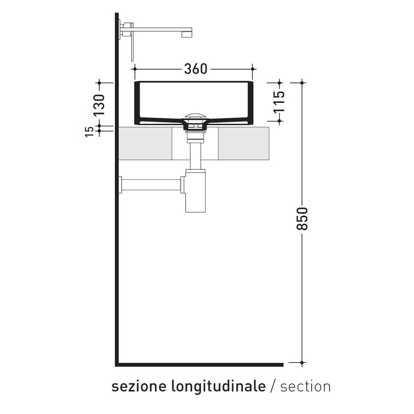 Immagine di Flaminia MINIWASH 48 lavabo 48 cm da appoggio o sospeso con staffa, senza troppopieno, colore bianco finitura lucido MWL48