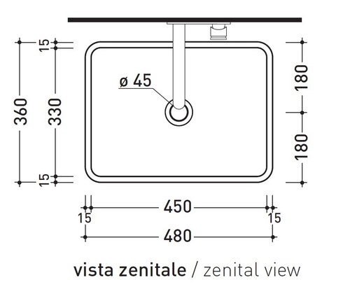 Immagine di Flaminia MINIWASH 48 lavabo 48 cm da appoggio o sospeso con staffa, senza troppopieno, colore bianco finitura lucido MWL48