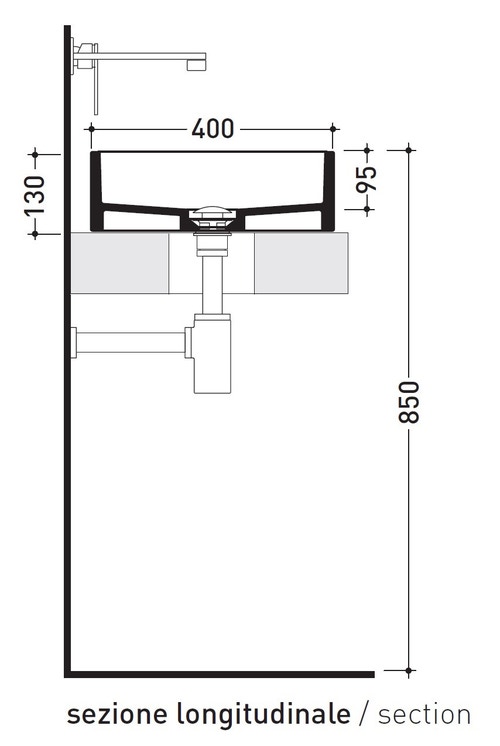 Immagine di Flaminia MINIWASH 60 lavabo 60 cm da appoggio o sospeso con staffa, senza troppopieno, colore bianco finitura lucido MWL60