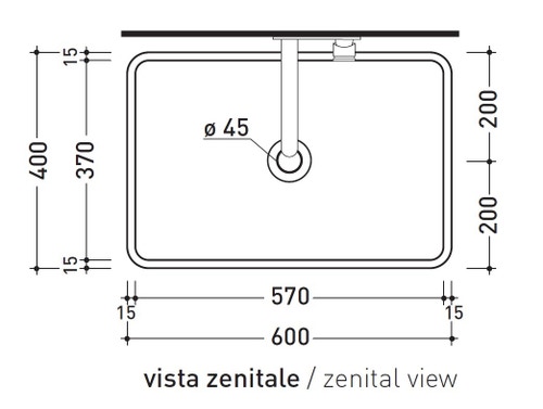 Immagine di Flaminia MINIWASH 60 lavabo 60 cm da appoggio o sospeso con staffa, senza troppopieno, colore bianco finitura lucido MWL60