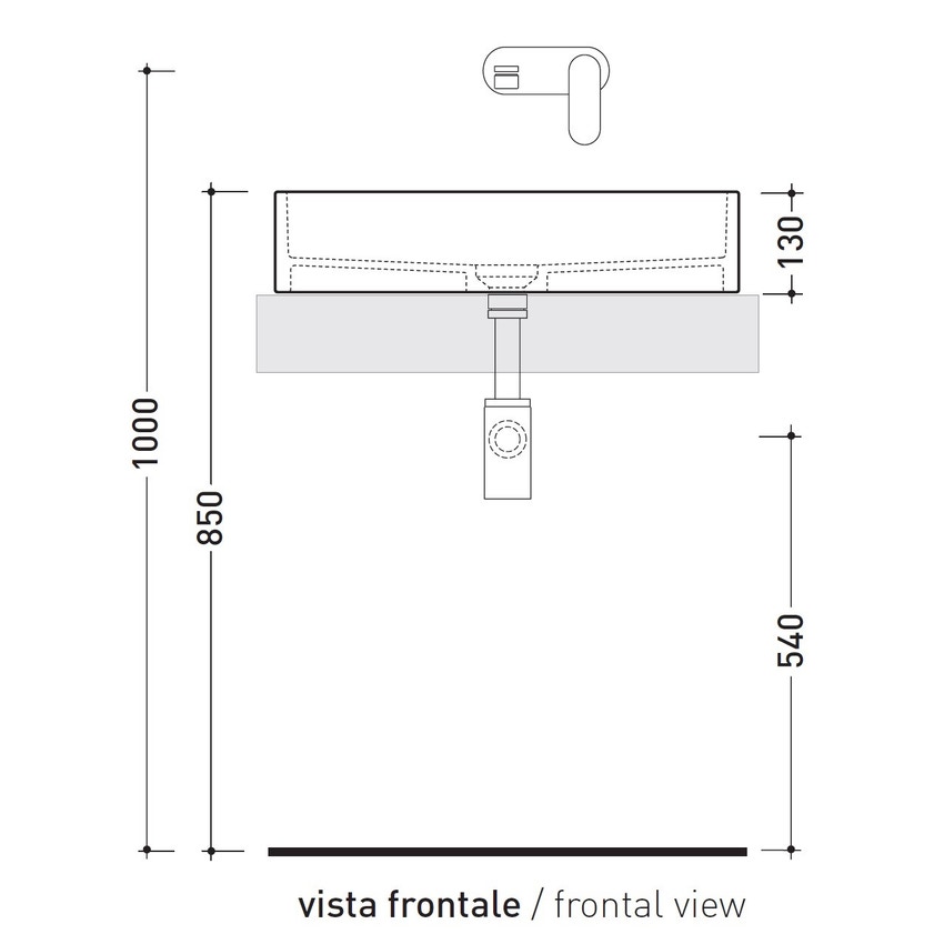 Immagine di Flaminia MINIWASH 60 lavabo 60 cm da appoggio o sospeso con staffa, senza troppopieno, colore bianco latte finitura opaco MWL60LAT