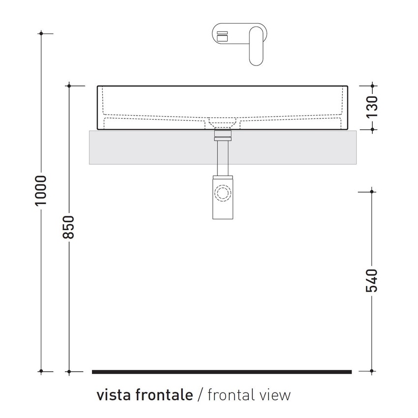Immagine di Flaminia MINIWASH 75 lavabo 75 cm da appoggio o sospeso con staffe, senza troppopieno, colore bianco finitura lucido MWL75