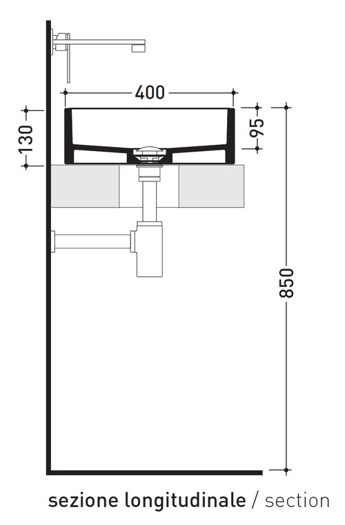 Immagine di Flaminia MINIWASH 75 lavabo 75 cm da appoggio o sospeso con staffe, senza troppopieno, colore bianco finitura lucido MWL75