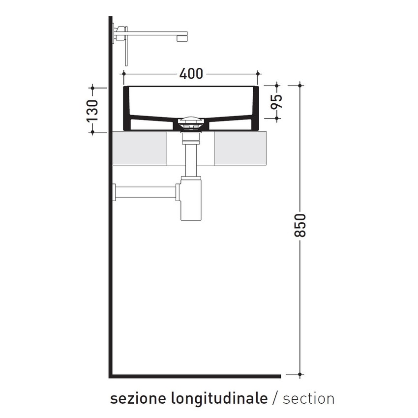 Immagine di Flaminia MINIWASH 75 lavabo 75 cm da appoggio o sospeso con staffe, senza troppopieno, colore bianco finitura lucido MWL75