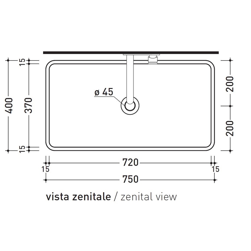 Immagine di Flaminia MINIWASH 75 lavabo 75 cm da appoggio o sospeso con staffe, senza troppopieno, colore bianco finitura lucido MWL75