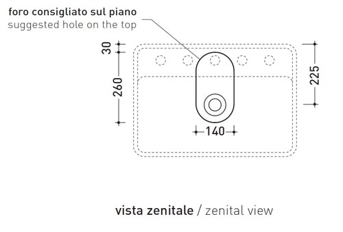 Immagine di Flaminia MINIWASH 60 lavabo 60 cm da appoggio, con piano per rubinetteria, con troppopieno, colore bianco finitura lucido MW60PR