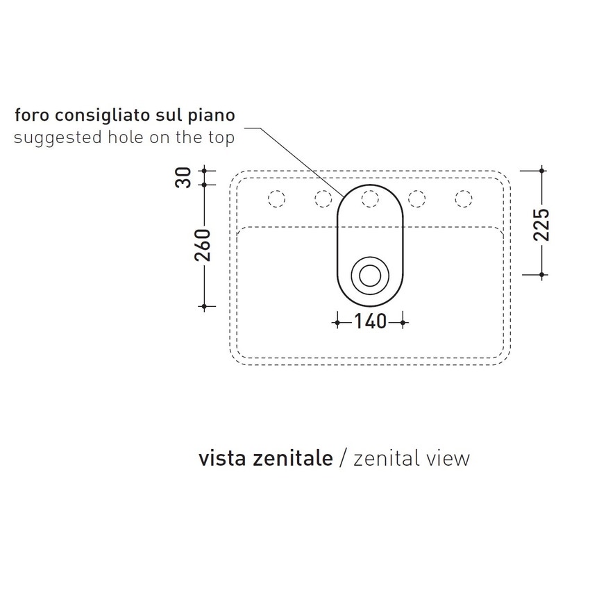 Immagine di Flaminia MINIWASH 60 lavabo 60 cm da appoggio, con piano per rubinetteria, con troppopieno, colore bianco finitura lucido MW60PR