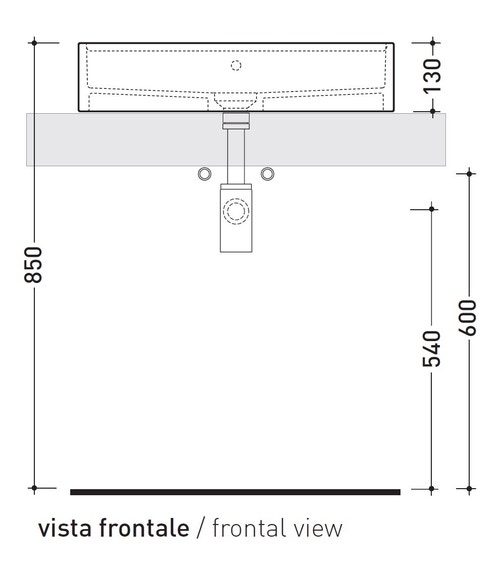 Immagine di Flaminia MINIWASH 60 lavabo 60 cm da appoggio, con piano per rubinetteria, con troppopieno, colore bianco finitura lucido MW60PR