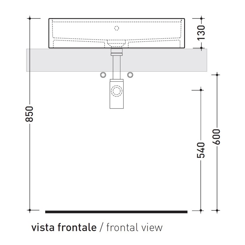 Immagine di Flaminia MINIWASH 60 lavabo 60 cm da appoggio, con piano per rubinetteria, con troppopieno, colore bianco finitura lucido MW60PR