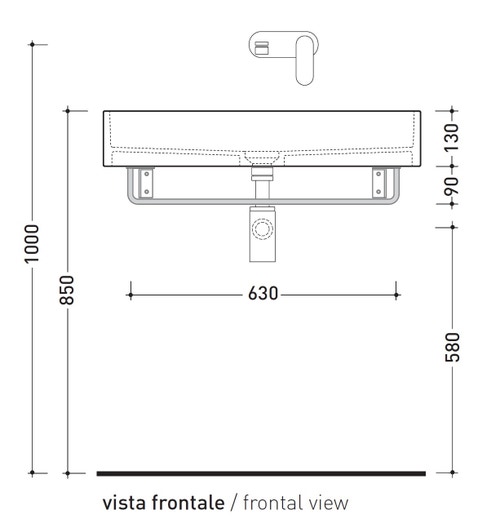 Immagine di Flaminia Portasciugamani in ottone per lavabi Miniwash 75 sospesi, finitura cromo PMW75