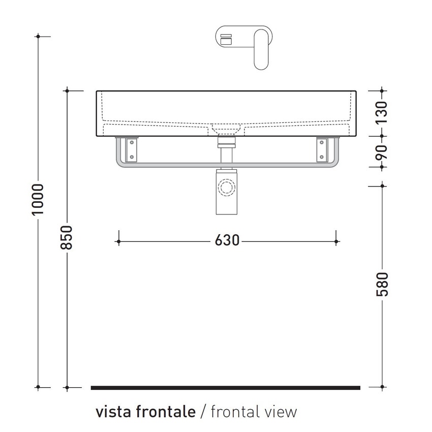 Immagine di Flaminia Portasciugamani in ottone per lavabi Miniwash 75 sospesi, finitura cromo PMW75