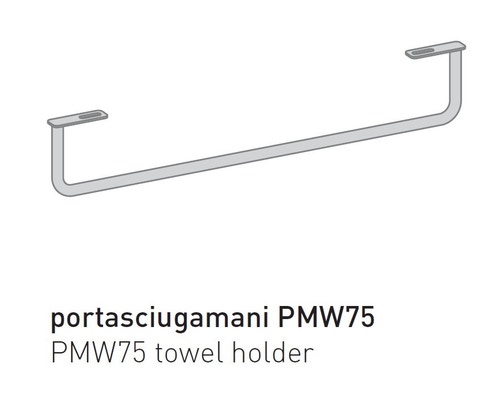 Immagine di Flaminia Portasciugamani in ottone per lavabi Miniwash 75 sospesi, finitura cromo PMW75
