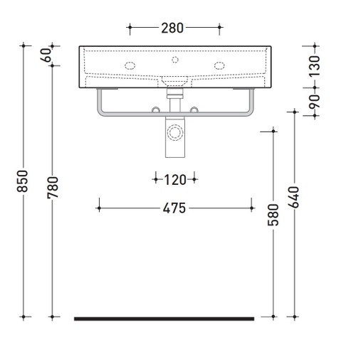 Immagine di Flaminia Portasciugamani in ottone per lavabi Miniwash 60 sospesi, finitura cromo PMW60