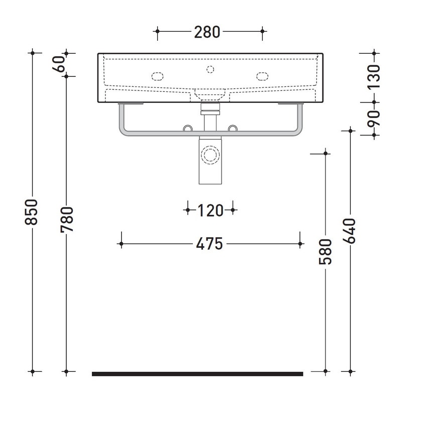 Immagine di Flaminia Portasciugamani in ottone per lavabi Miniwash 60 sospesi, finitura cromo PMW60