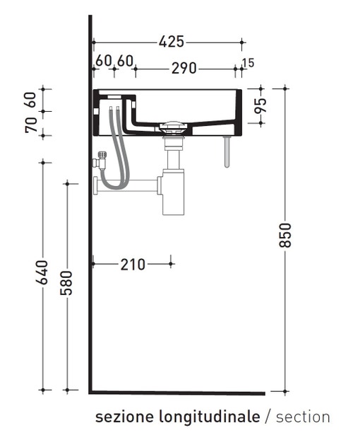 Immagine di Flaminia Portasciugamani in ottone per lavabi Miniwash 60 sospesi, finitura cromo PMW60