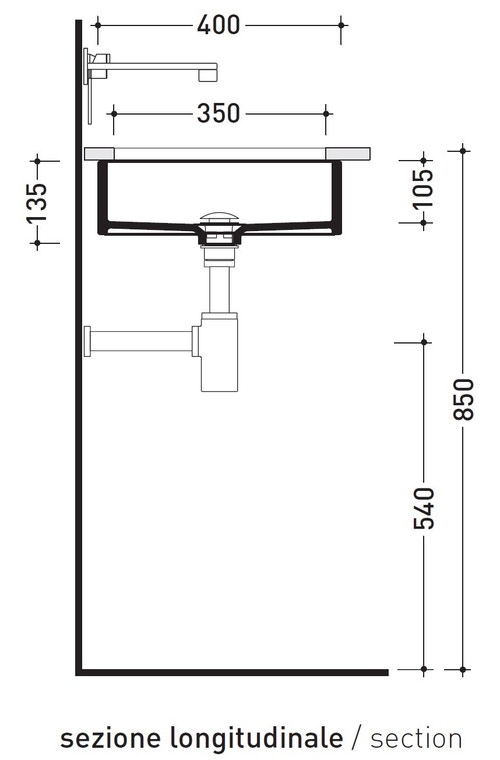 Immagine di Flaminia MINIWASH 40 lavabo 40 cm sottopiano, senza troppopieno, smaltato esternamente, colore bianco finitura lucido MW40SP